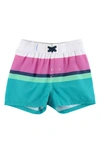 Ruggedbutts Kids' Stripe Swim Trunks In White