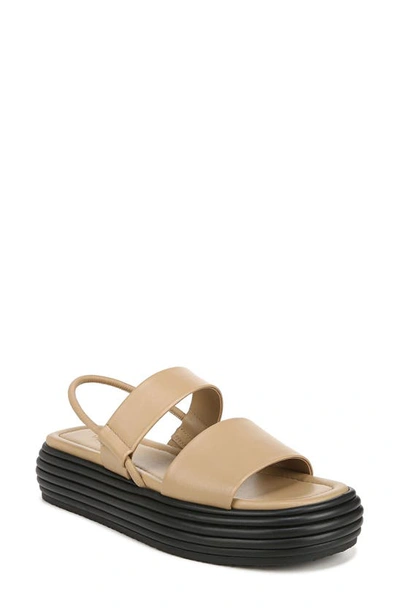 Vince Priya Leather Two-band Slingback Sandals In Dune