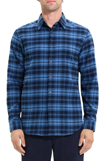 Theory Irving Long Sleeve Button Front Shirt In Baltic Mutli