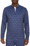 Robert Graham Iron Skull Classic Fit Quarter Zip Stand Collar Sweatshirt In Navy