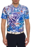 dressing gownRT GRAHAM MESSINA ABSTRACT PRINT PERFORMANCE GOLF POLO