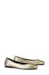 Tory Burch Quilted Cap Toe Ballet Flat In Spark Gold/ Spark Gold