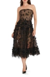 Dress The Population Kailyn Womens Strapless Fit & Flare Cocktail And Party Dress In Black-beige