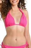 La Blanca Island Goddess Halter Triangle Bikini Top In Bright Pink