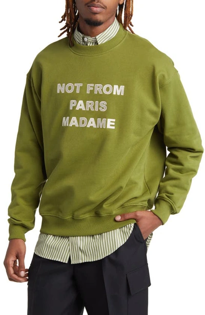Drôle De Monsieur Le Slogan-embroidered Sweatshirt In Green