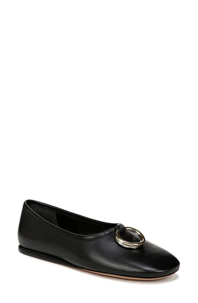 Vince Didi Leather Charm Ballerina Flats In Black Leather