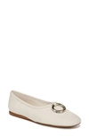 Vince Didi Leather Charm Ballerina Flats In Milk White Leather