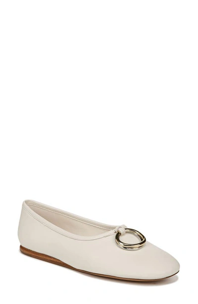 Vince Didi Leather Charm Ballerina Flats In Milk White Leather