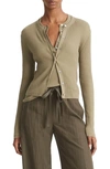 VINCE VINCE CASHMERE & SILK RIB CARDIGAN