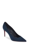Christian Louboutin Kate Suede Red Sole Classic Pumps In Marine