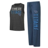 CONCEPTS SPORT CONCEPTS SPORT NAVY/CHARCOAL TENNESSEE TITANS MUSCLE TANK TOP & PANTS LOUNGE SET