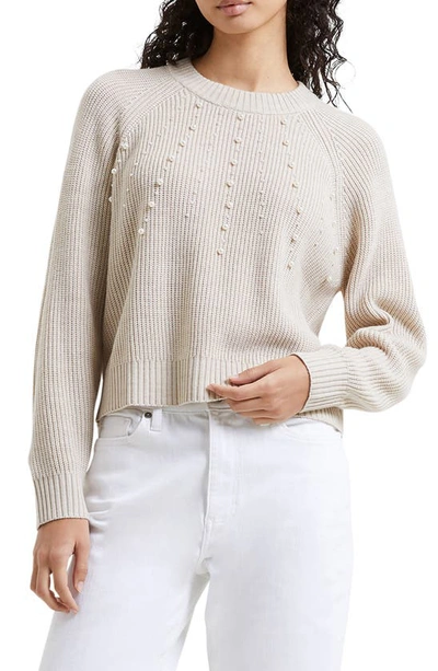 French Connection Women's Imitation Pearl Long-sleeve Lightweight Sweater In Classic Cream