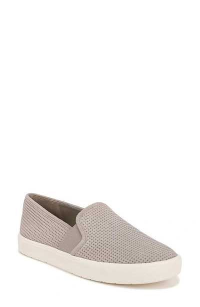 Vince Blair Perforated Suede Slip-on Trainers In Taupe Grey