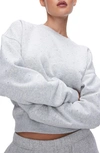 Good American Crystal Embellished Sweatshirt In Heather Grey001