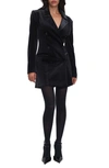 Good American Executive Long Sleeve Velvet Blazer Dress In Black