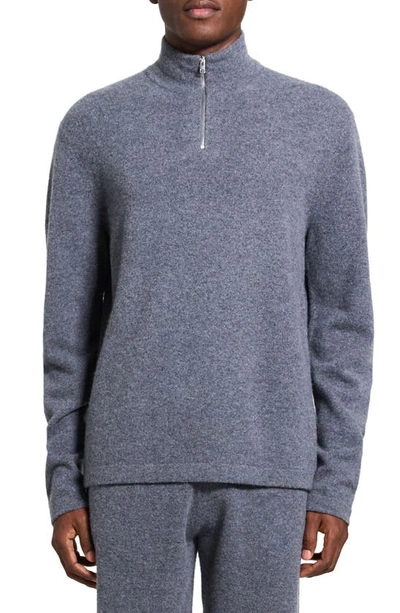 Theory Geder Long Sleeve Quarter Zip Knit Jumper In Graphite
