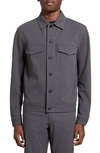 Theory River Stretch Neoteric Twill Trucker Jacket In Dark Gray