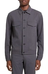 Theory River Stretch Neoteric Twill Trucker Jacket In Dark Grey