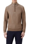 Bugatchi Quarter Zip Merino Wool Sweater In Camel