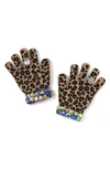 Super Smalls Kids' Embellished Leopard Print Gloves In Brown Multi