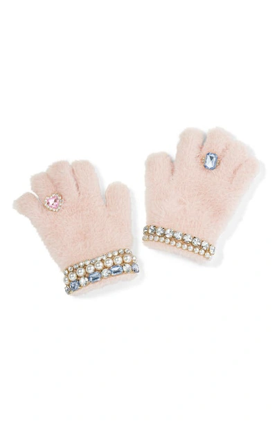 Super Smalls Kids' Embellished Chenille Gloves In Pink