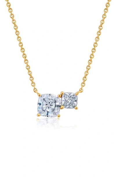 Crislu Cushion Cut Cubic Zirconia Pedant Necklace In Multi