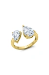 CRISLU UP & DOWN PEAR CUT CUBIC ZIRCONIA OPEN BAND RING