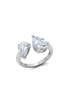 CRISLU CRISLU UP & DOWN PEAR CUT CUBIC ZIRCONIA OPEN BAND RING