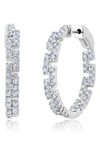 CRISLU MEDIUM CUBIC ZIRCONIA REGAL INSIDE OUT HOOP EARRINGS