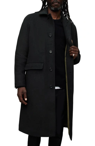 Allsaints Somnus Single Breasted Relaxed Fit Coat In Black