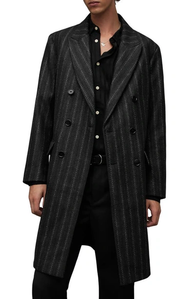 Allsaints Lovell Recycled Wool Cashmere Blend Coat In Charcoal
