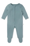 Mori Kids'  Clever Zip Footie In Ribbed Sky