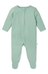 Mori Kids'  Rib Fitted One-piece Romper In Ribbed Mint