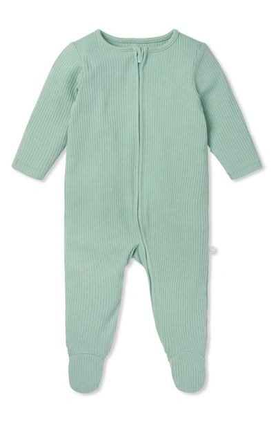 Mori Kids'  Rib Fitted One-piece Romper In Ribbed Mint