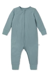 Mori Clever Zip Footie In Ribbed Sky