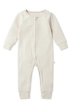 Mori Kids' Clever Zip Fitted One-piece Pajamas In Ribbed Ecru