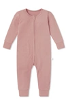 Mori Rib Fitted One-piece Romper In Rose