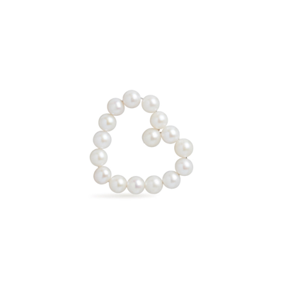 Olivia & Pearl Small Heart Pearl Charm In Neutral