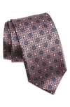 Canali Floral Medallion Silk Classic Tie In Pink