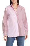 Rag & Bone Maxine Multi-stripe Button-front Shirt In Pink Multi