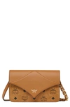 Mcm Diamond Mini Visetos Crossbody In Cognac