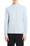 Theory Mattis Crew In Studio Long Sleeve Waffle Knit Tee In Ice