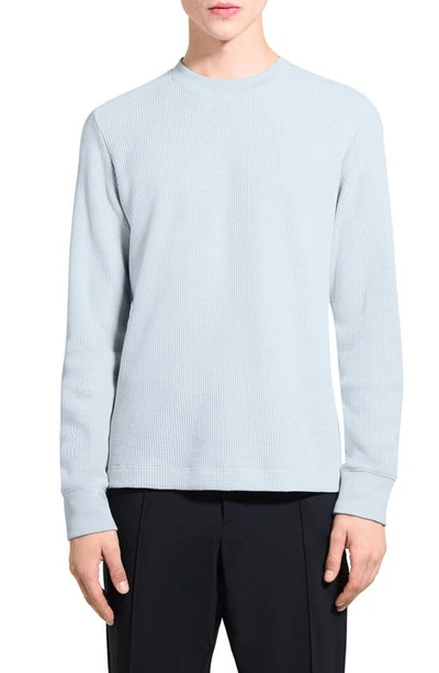 Theory Mattis Crew In Studio Long Sleeve Waffle Knit Tee In Ice