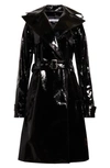 LAQUAN SMITH CRINKLE PATENT LEATHER TRENCH COAT