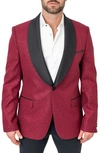 MACEOO MACEOO CEREMONIAL RED GLITTER SHAWL COLLAR DINNER JACKET