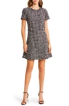 Eliza J Bouclé Shift Dress In Black Multi