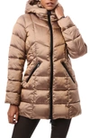 Bernardo Metallic Hooded Walker Coat In Brown