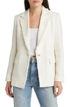 Mango Tweed Blazer With Jewel Button Ecru