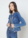 L Agence Yari Faded Collarless Denim Jacket In Rhodes