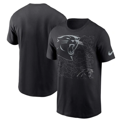 Nike Men's  Black Carolina Panthers Rflctv T-shirt